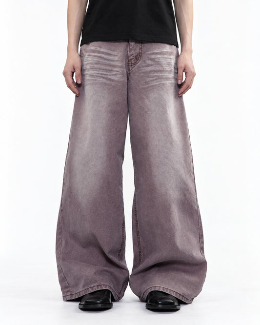 Wide-Leg Whiskered Wash Jeans