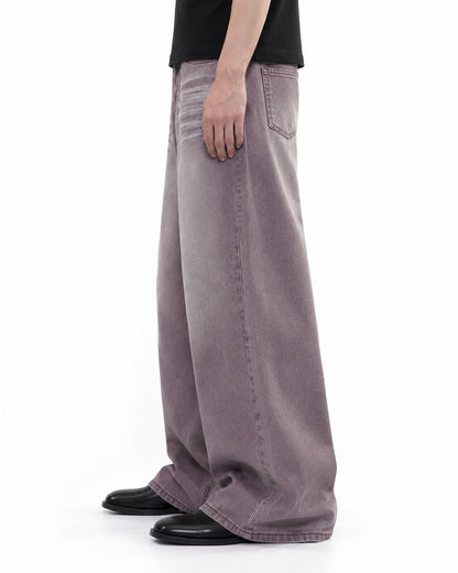 Wide-Leg Whiskered Wash Jeans