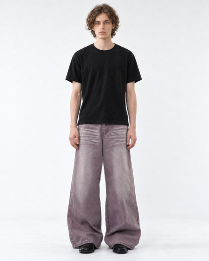 Wide-Leg Whiskered Wash Jeans