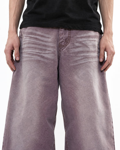Wide-Leg Whiskered Wash Jeans