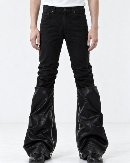 Ruched-Panel Side-Zip Jeans