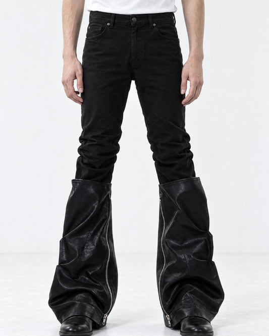 Ruched-Panel Side-Zip Jeans