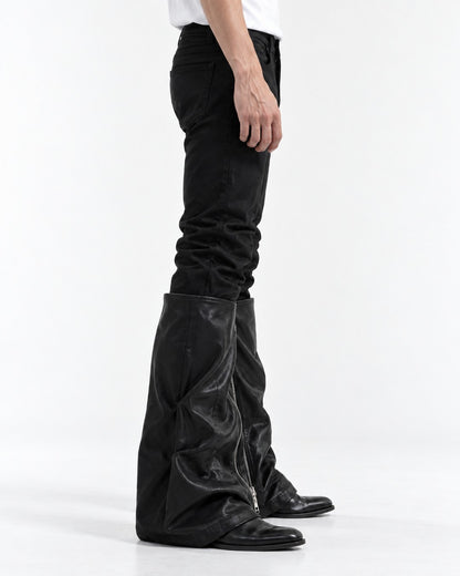 Ruched-Panel Side-Zip Jeans