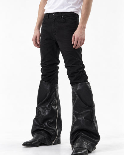 Ruched-Panel Side-Zip Jeans