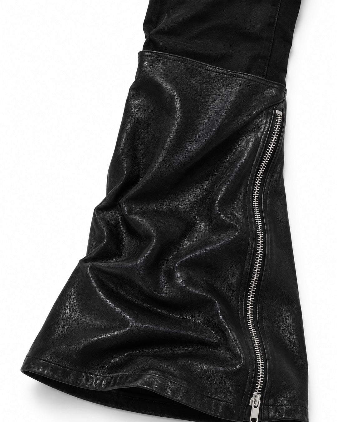 Ruched-Panel Side-Zip Jeans