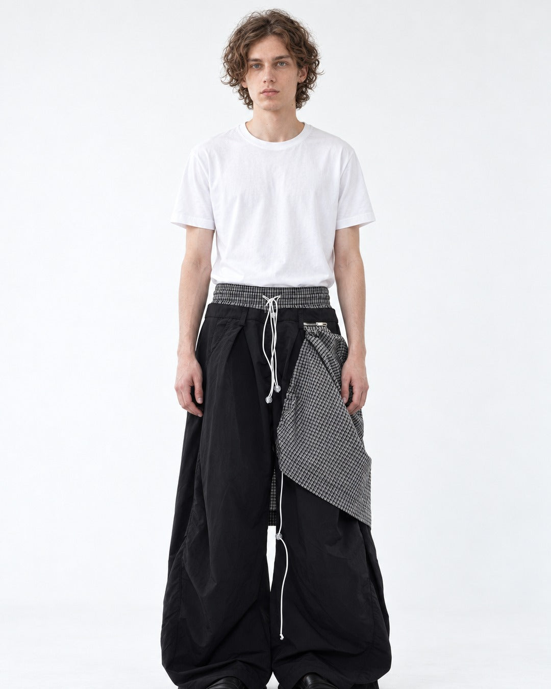 Double Waistband Wide-Leg Pants