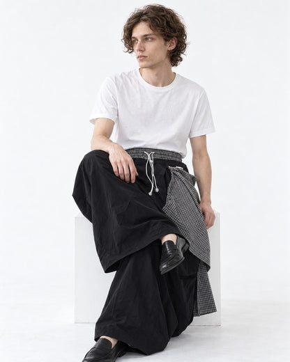 Double Waistband Wide-Leg Pants