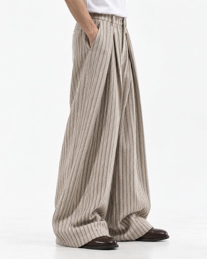 Wrap-Front Pleated Wide-Leg Trousers
