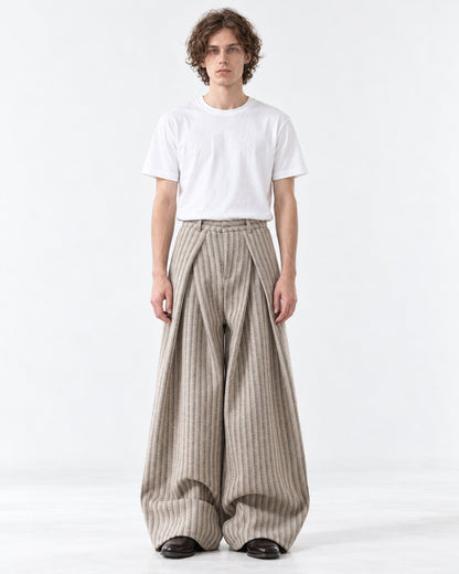 Wrap-Front Pleated Wide-Leg Trousers
