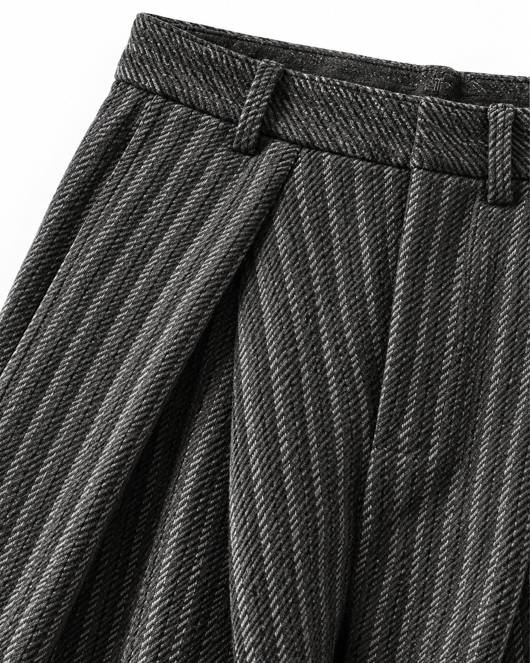 Overlap Front Striped Wide-Leg Trousers