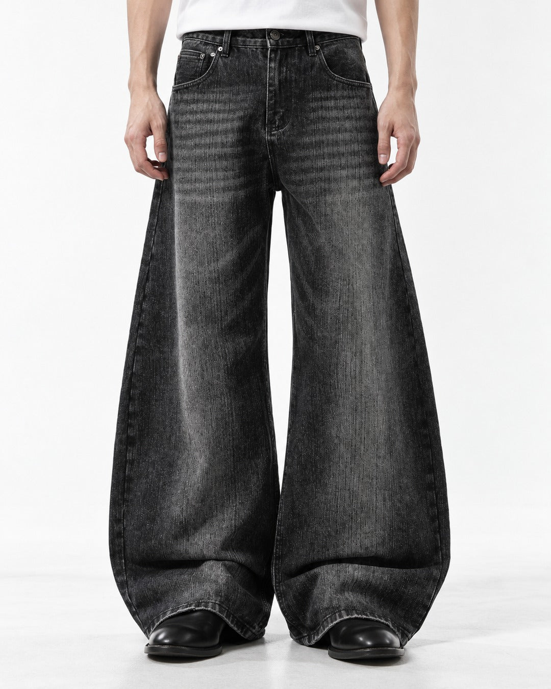 Streak-Fade Wide-Leg Jeans