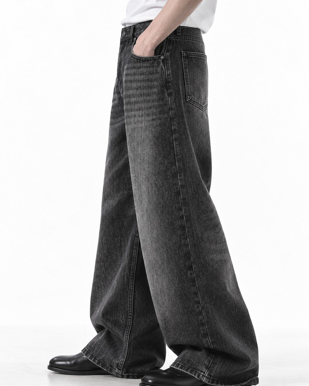 Streak-Fade Wide-Leg Jeans