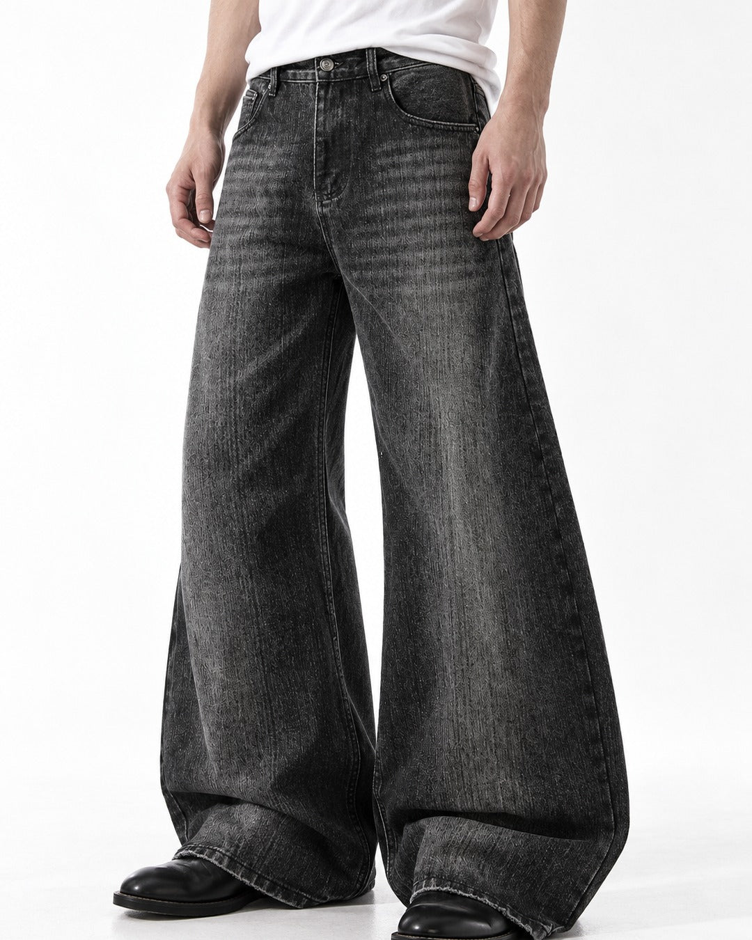 Streak-Fade Wide-Leg Jeans