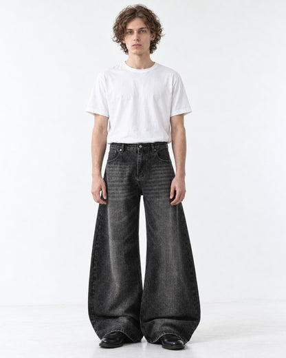 Streak-Fade Wide-Leg Jeans