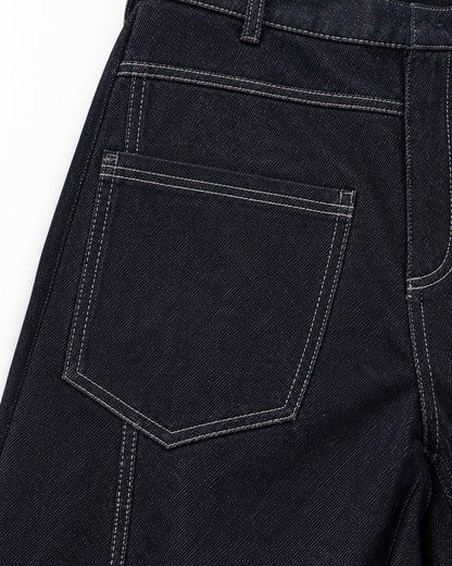 Topstitched Patch-Pocket Balloon Jeans