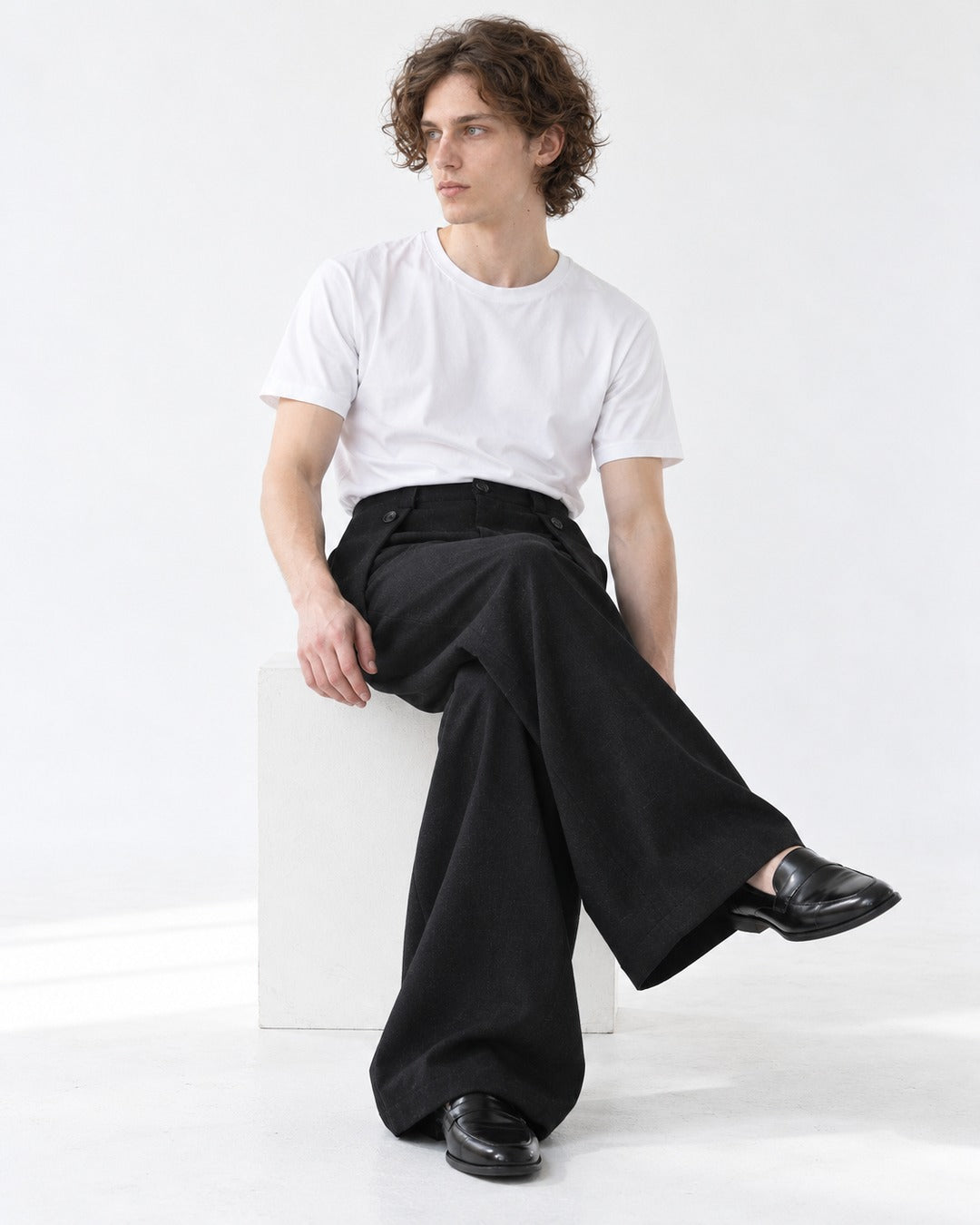 Pleated Wide-Leg Pants