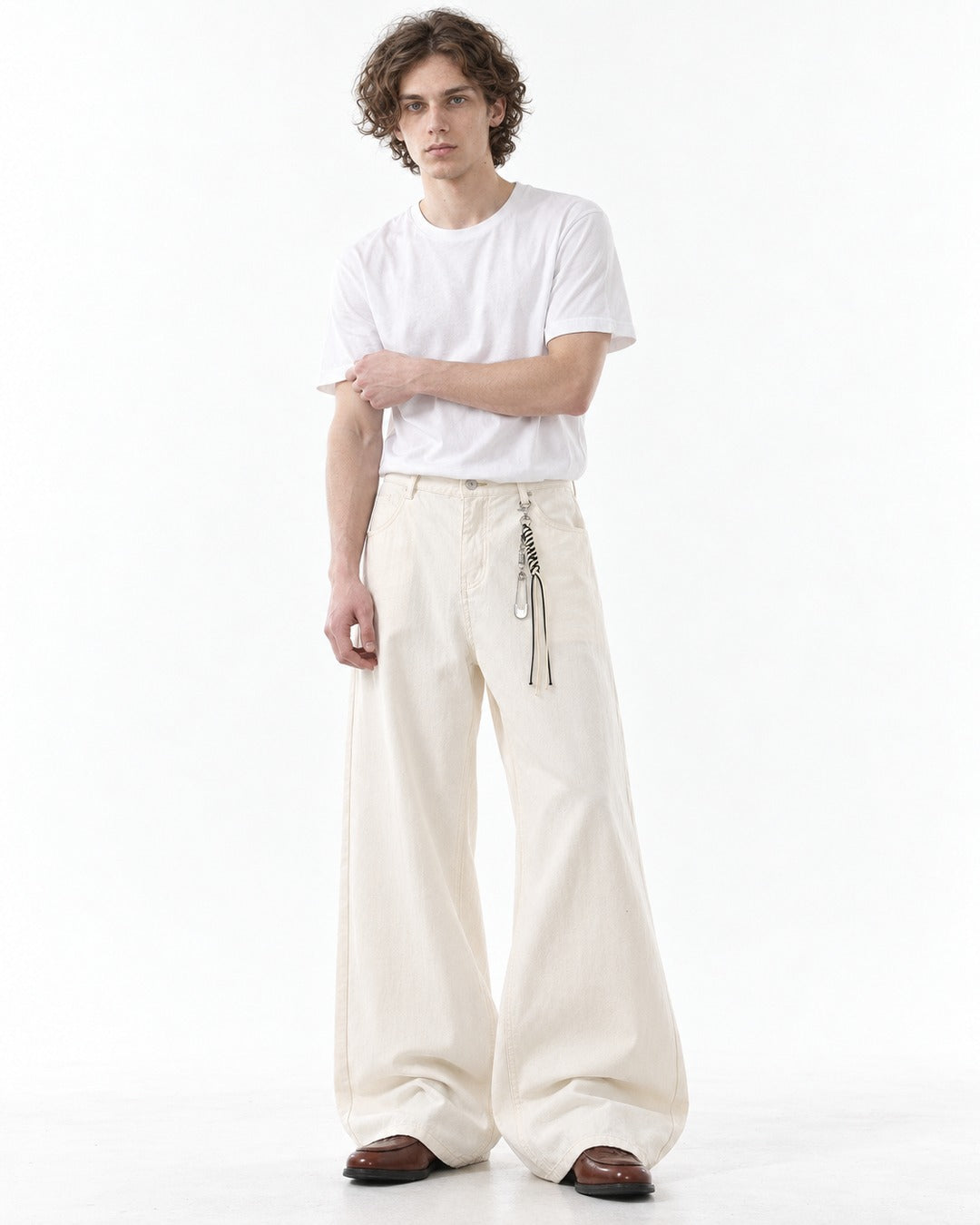 Carabiner-Charm Wide-Leg Pants
