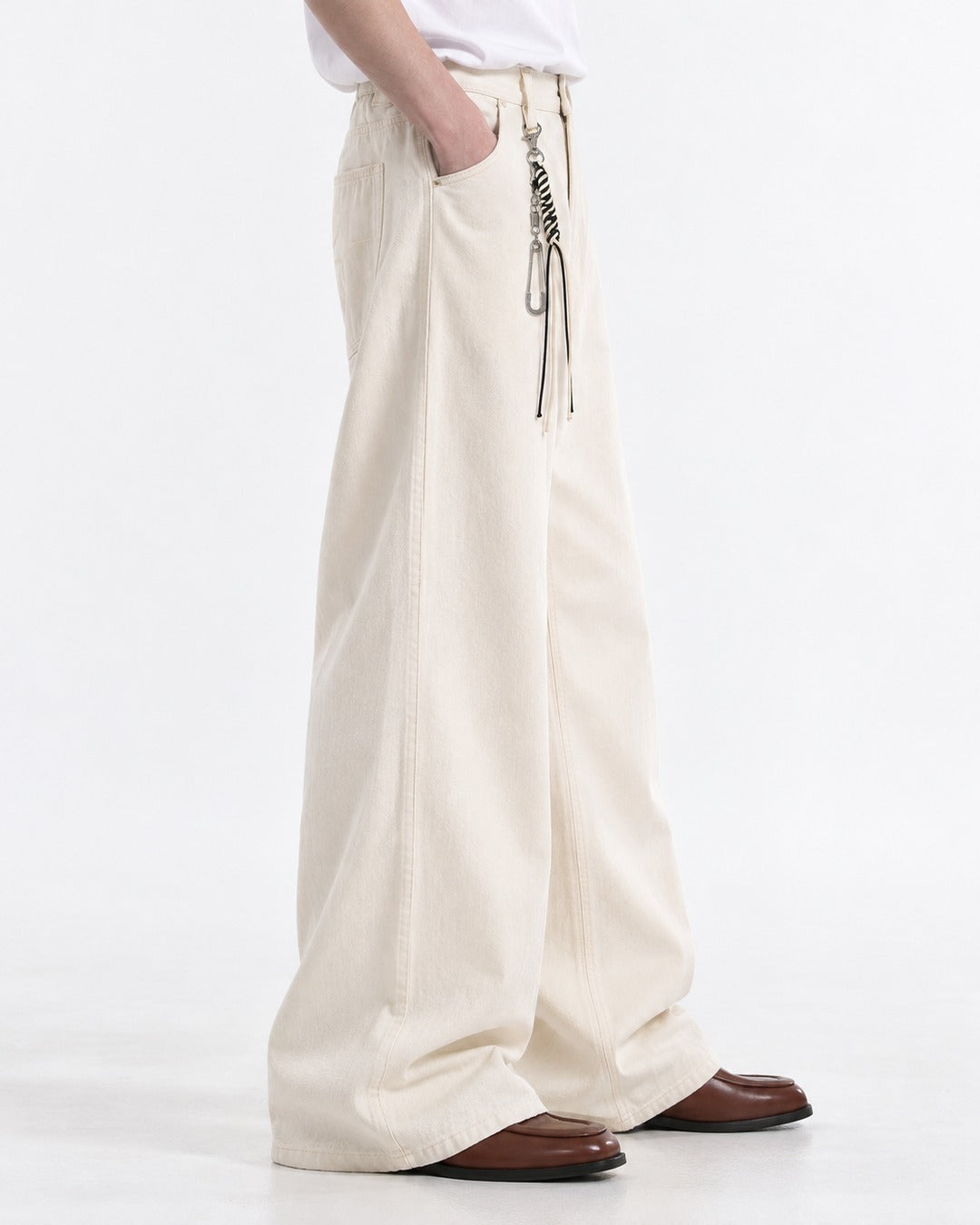 Carabiner-Charm Wide-Leg Pants