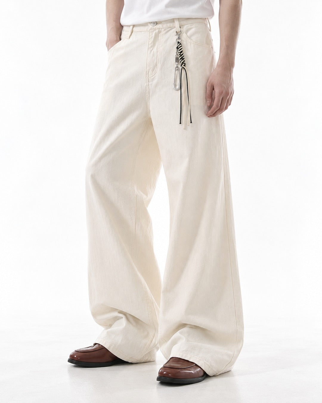 Carabiner-Charm Wide-Leg Pants