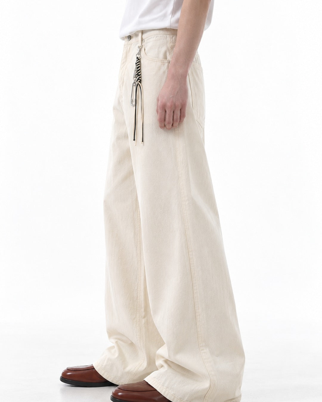 Carabiner-Charm Wide-Leg Pants