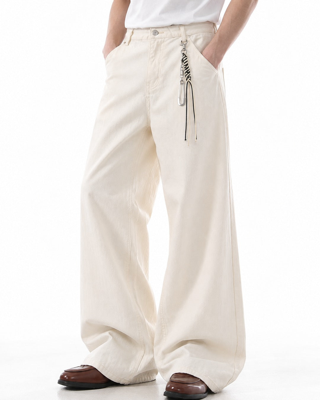 Carabiner-Charm Wide-Leg Pants