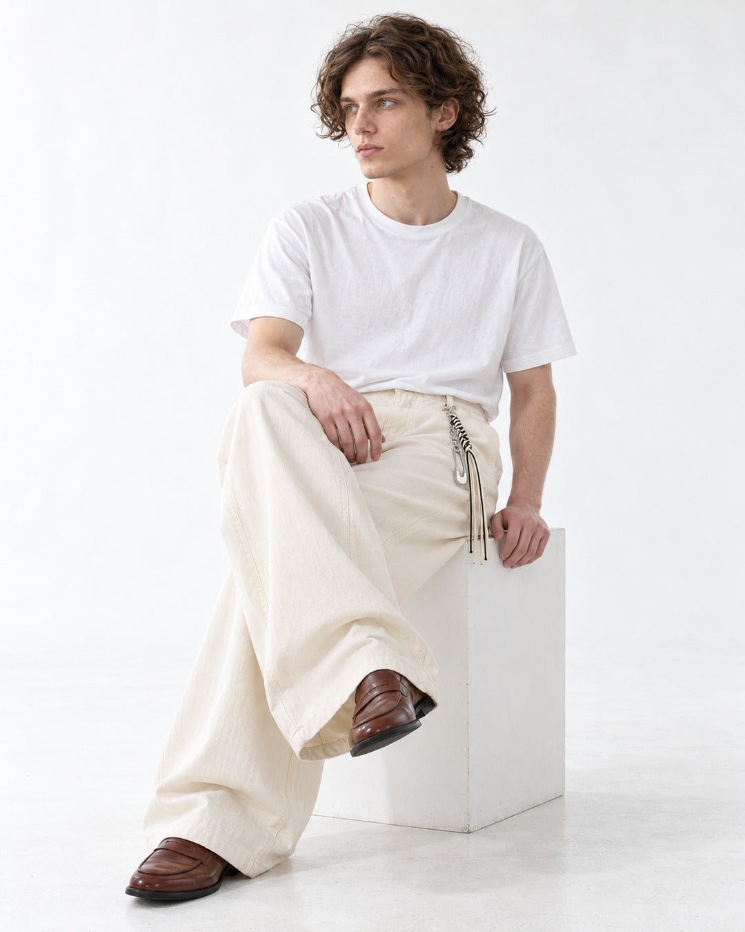 Carabiner-Charm Wide-Leg Pants