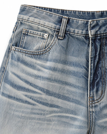 Whisker Wash Wide-Leg Jeans