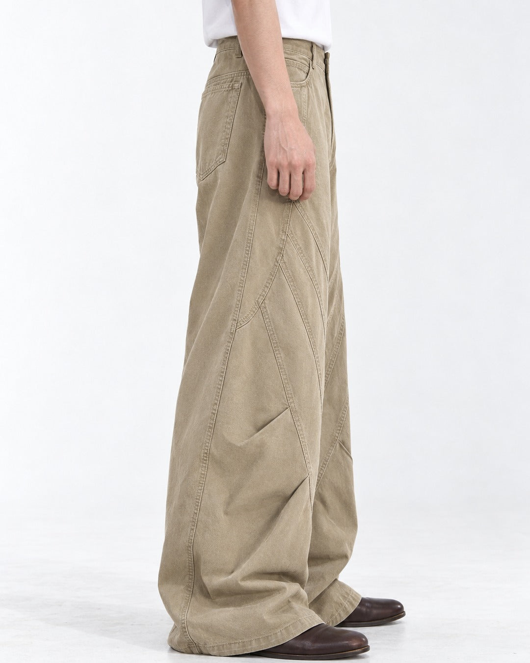 Diagonal Patchwork Wide-Leg Pants