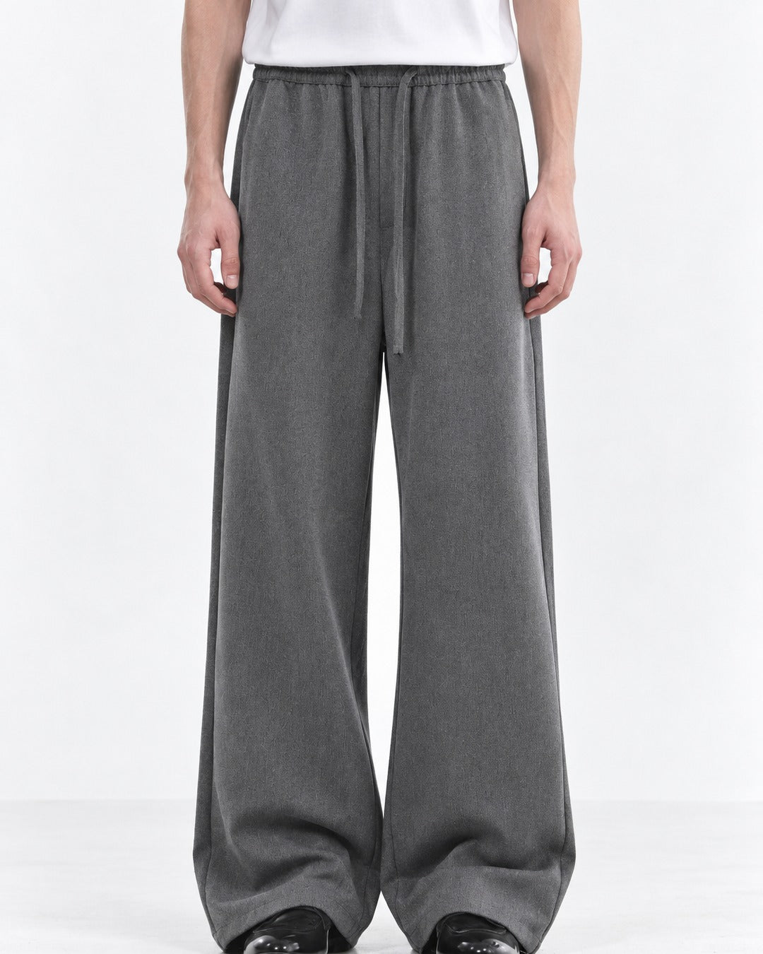 Drawstring Elastic-Waist Wide-Leg Pants