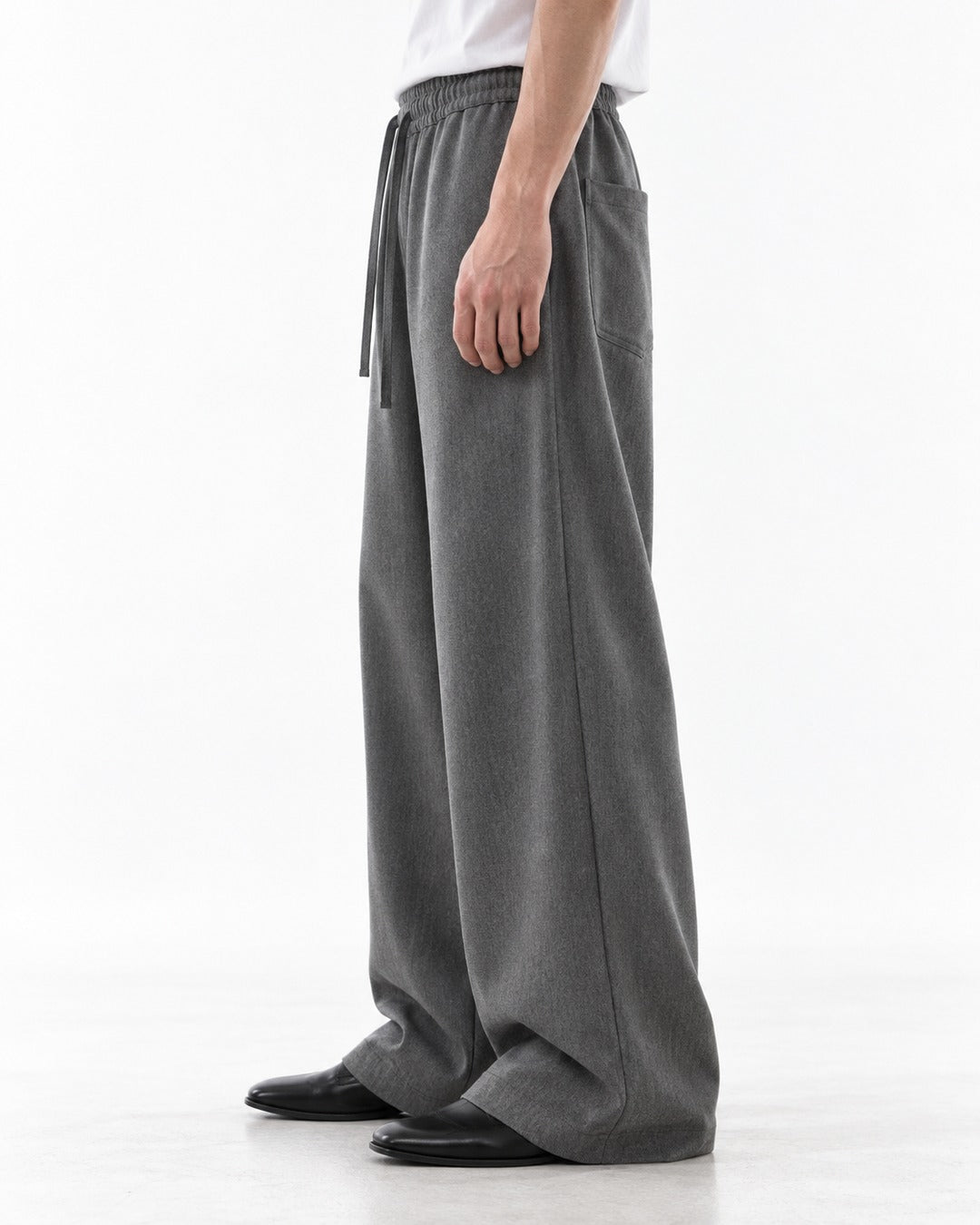 Drawstring Elastic-Waist Wide-Leg Pants