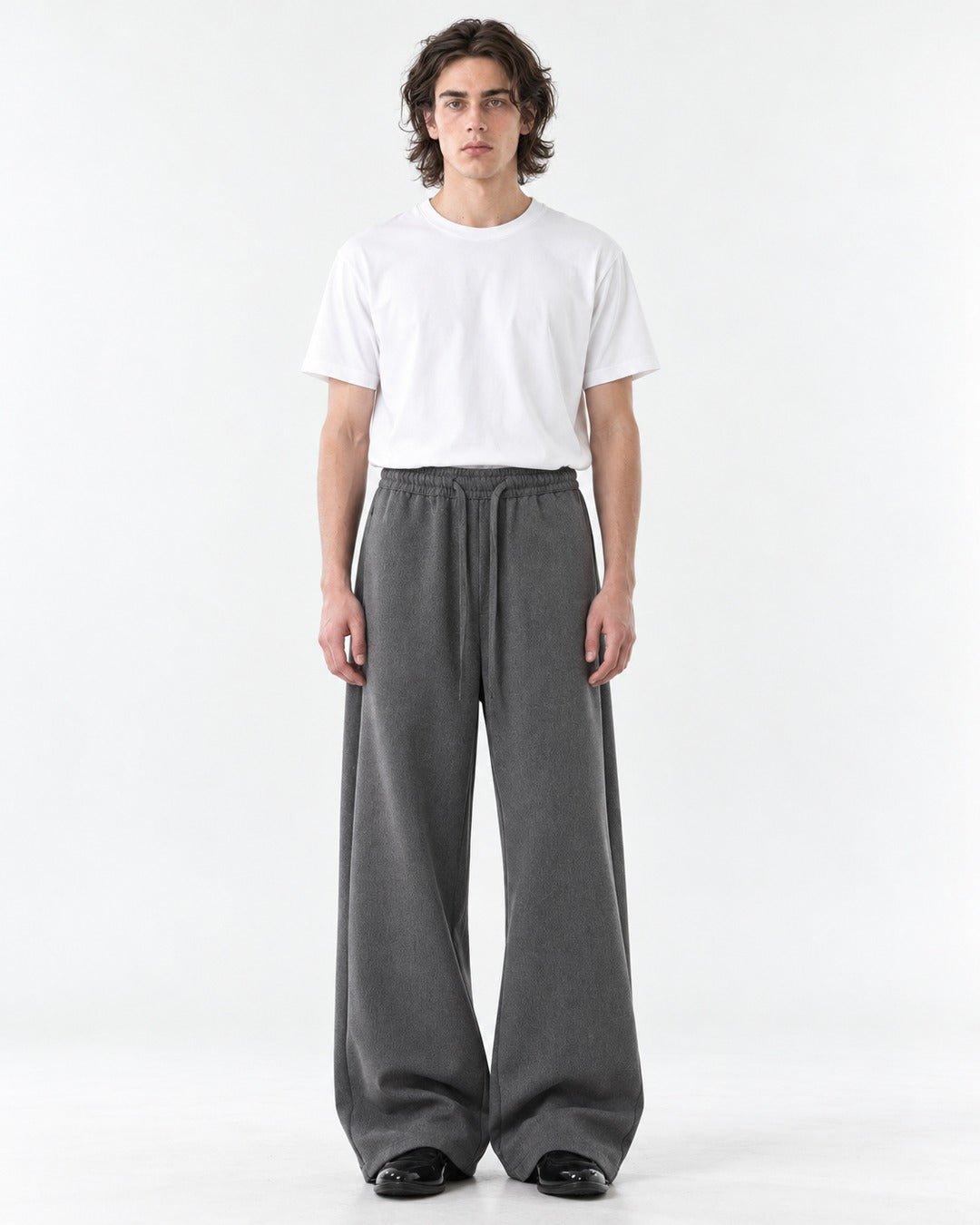 Drawstring Elastic-Waist Wide-Leg Pants