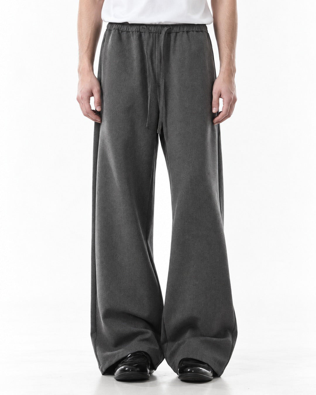 Drawstring Elastic-Waist Wide-Leg Pants