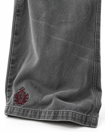 Star-Embroidered Wide-Leg Cargo Jeans