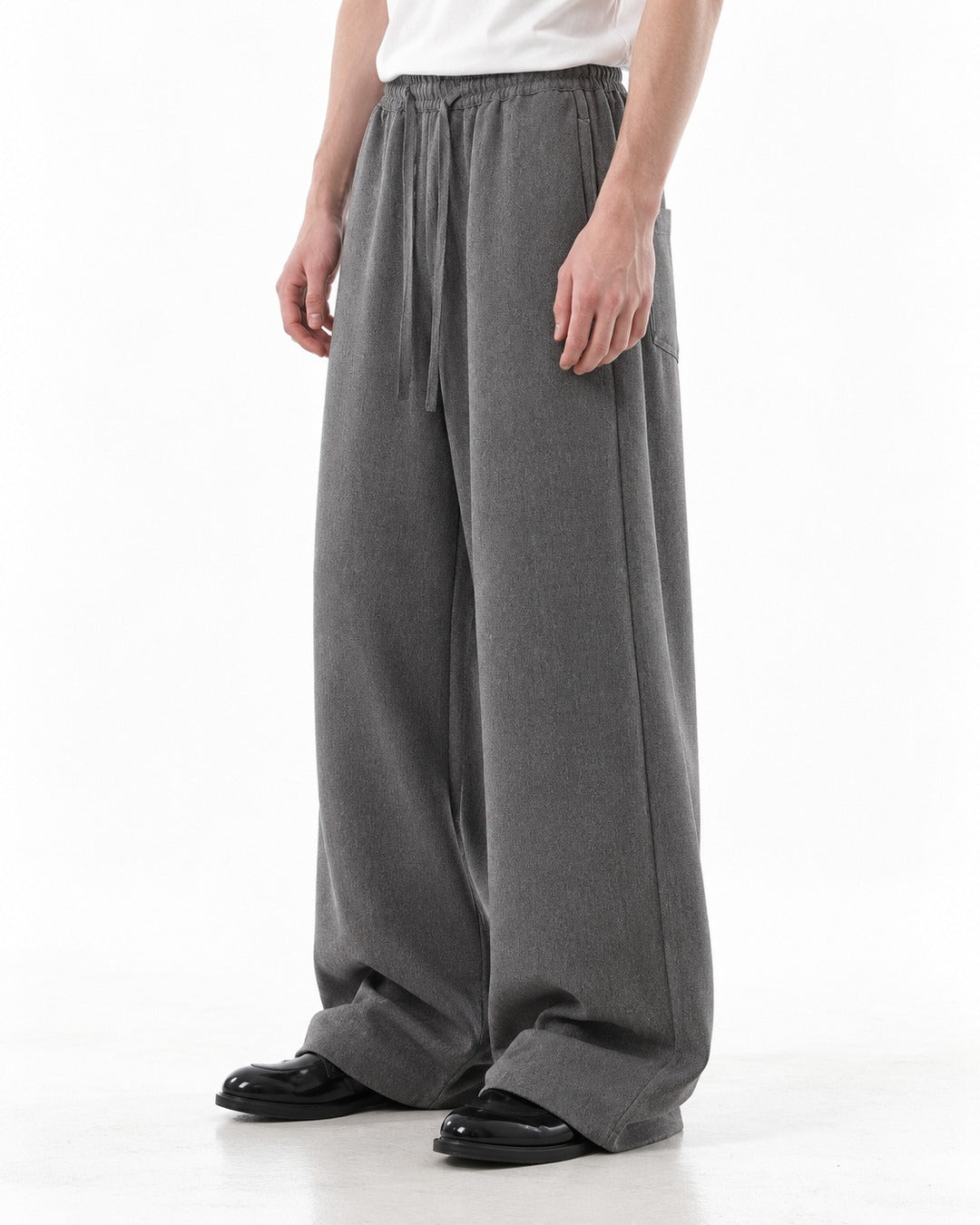 Elastic Drawstring Wide-Leg Pants