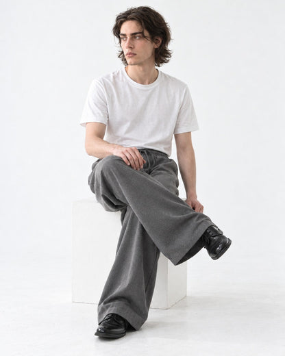 Elastic Drawstring Wide-Leg Pants