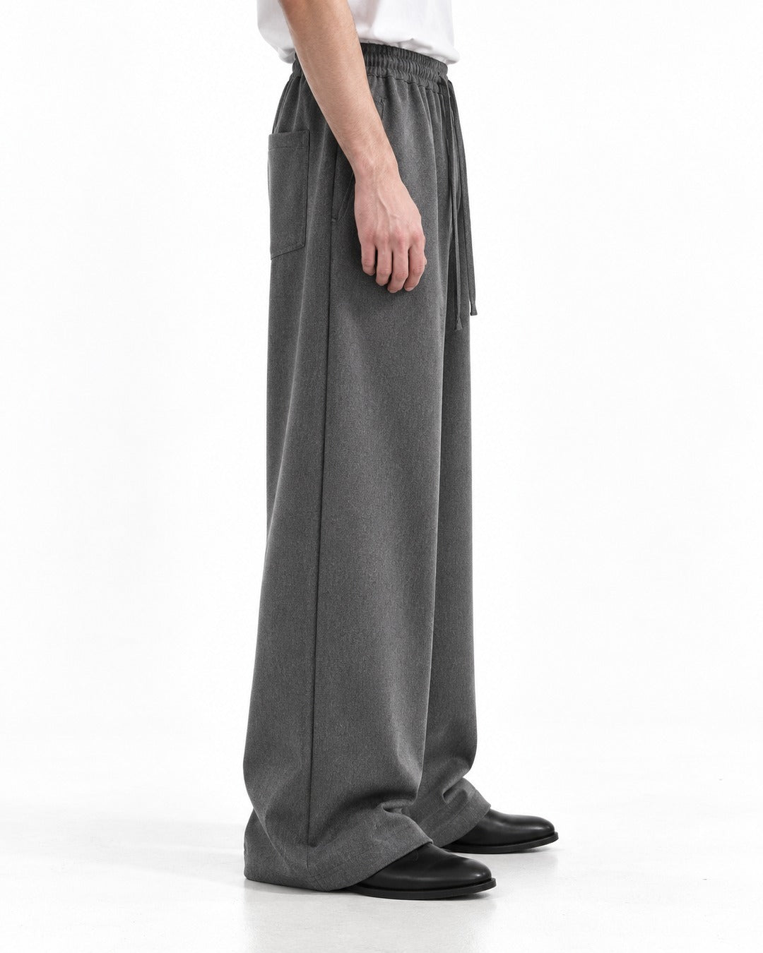 Elastic Drawstring Wide-Leg Pants