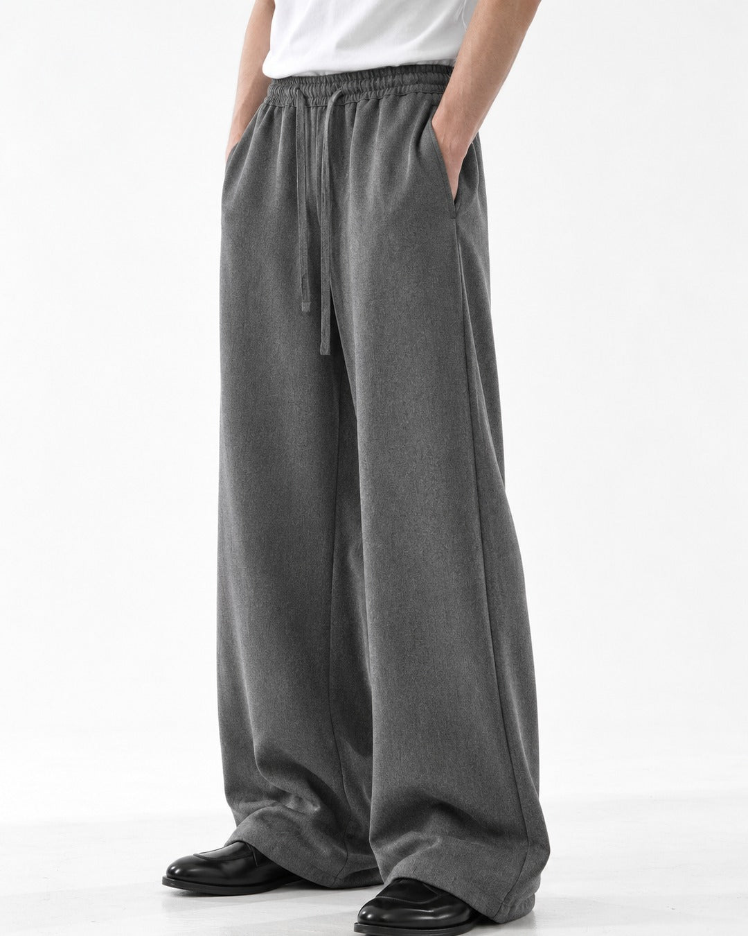 Elastic Drawstring Wide-Leg Pants