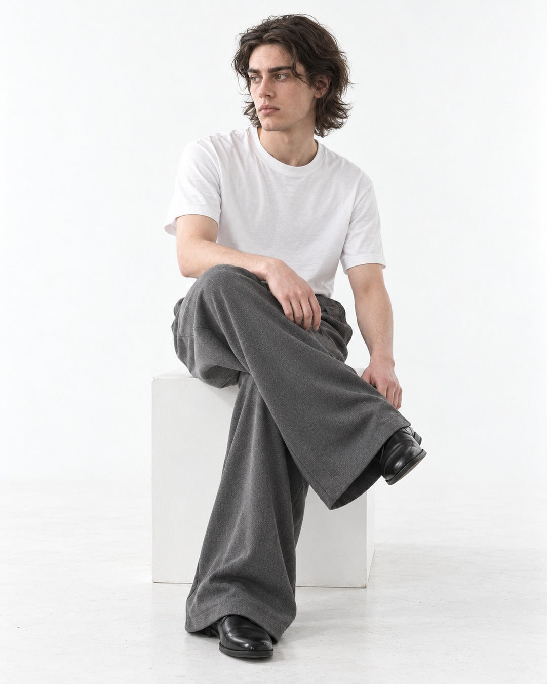 Elastic Drawstring Wide-Leg Pants