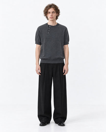 Henley Knit Top (Charcoal)