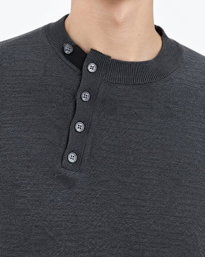 Henley Knit Top (Charcoal)