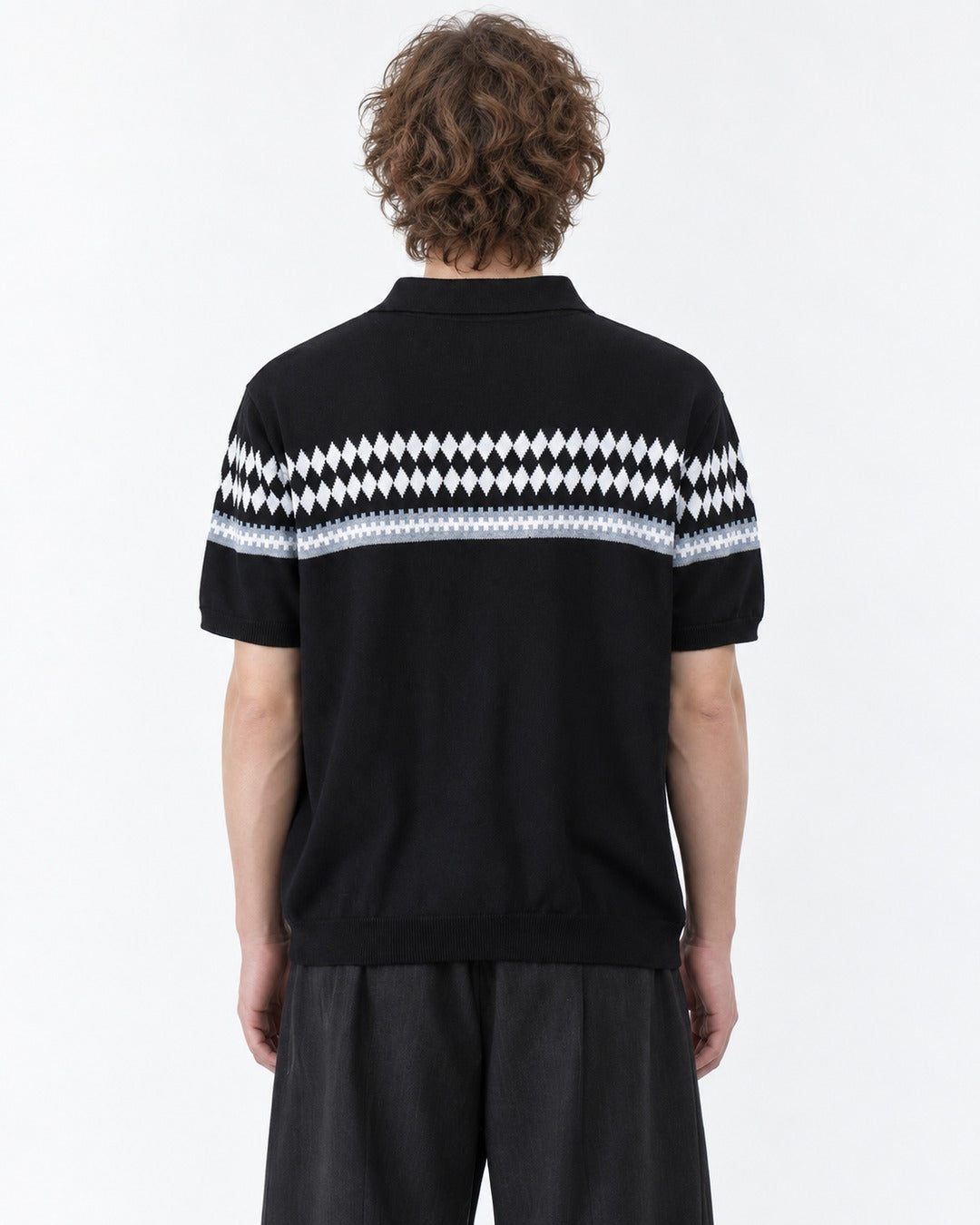 Diamond-Pattern Knit Polo