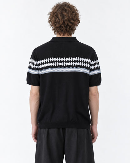 Diamond-Pattern Knit Polo