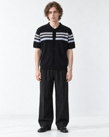 Diamond-Pattern Knit Polo