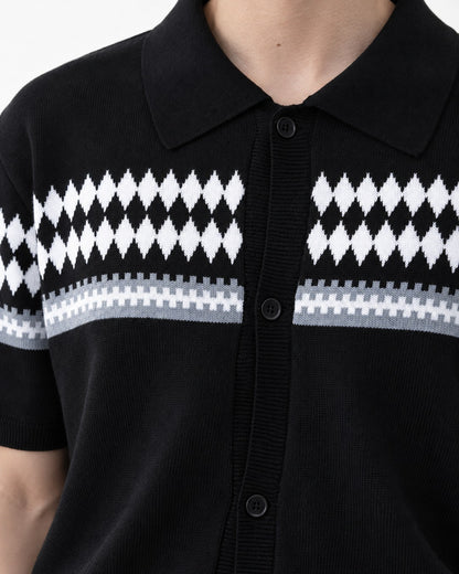 Diamond-Pattern Knit Polo