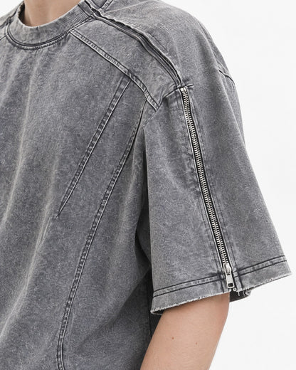 Washed Tee with Curved Seams