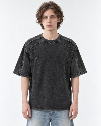 Washed Tee with Curved Seams