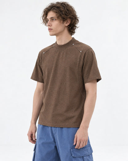 Mock-Neck Tee with Raglan Seam