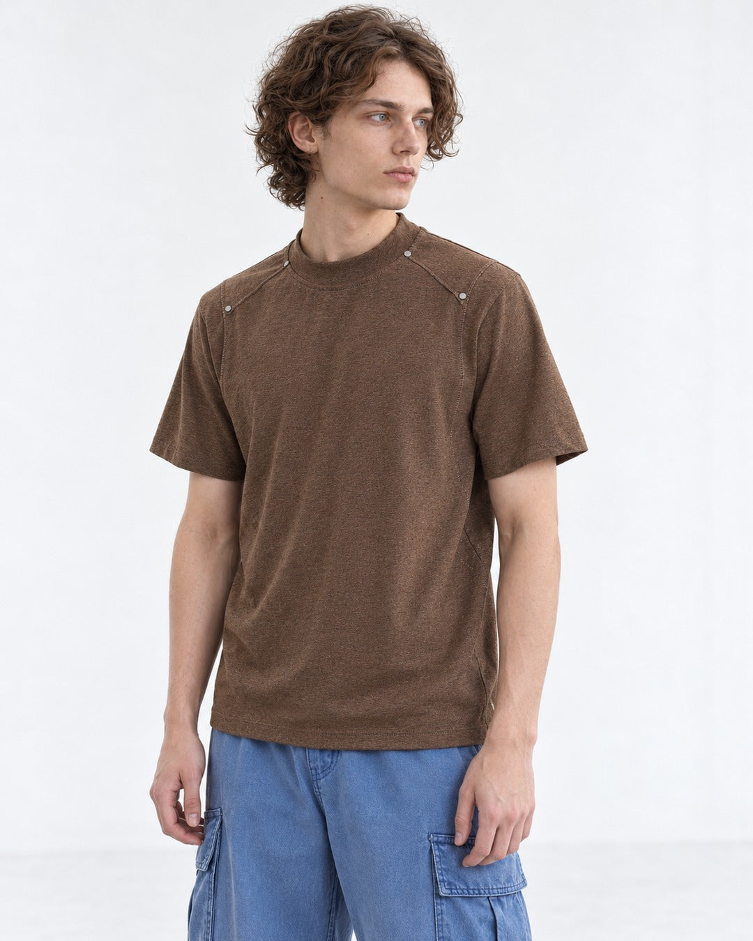 Mock-Neck Tee with Raglan Seam