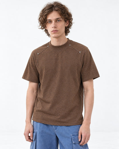 Mock-Neck Tee with Raglan Seam