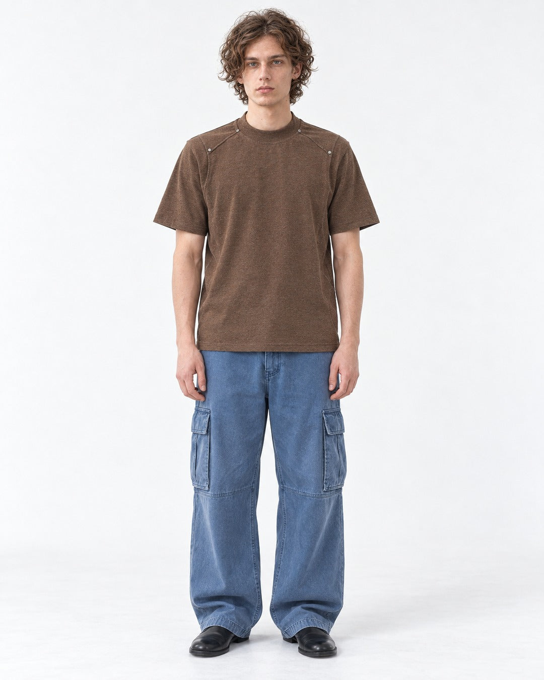 Mock-Neck Tee with Raglan Seam